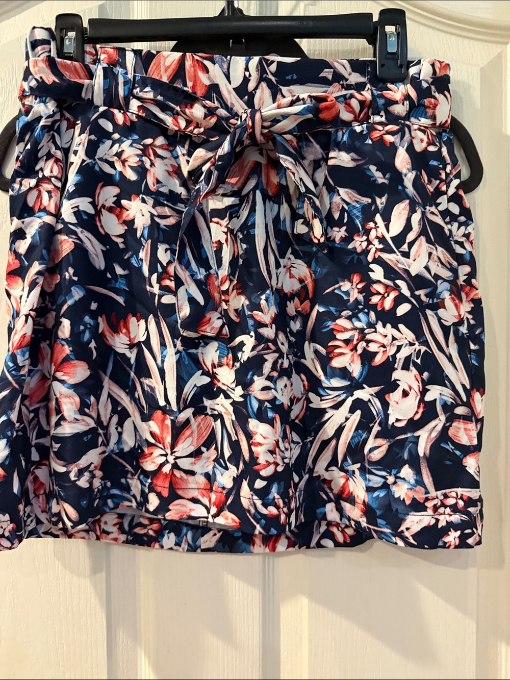 St. John's Bay Navy Mini Skort with Pink & Red Floral Print